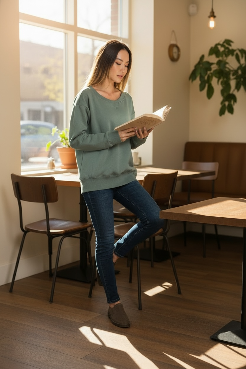 Zenana Fleece Wide Neck Sweatshirt Ash Jade Green