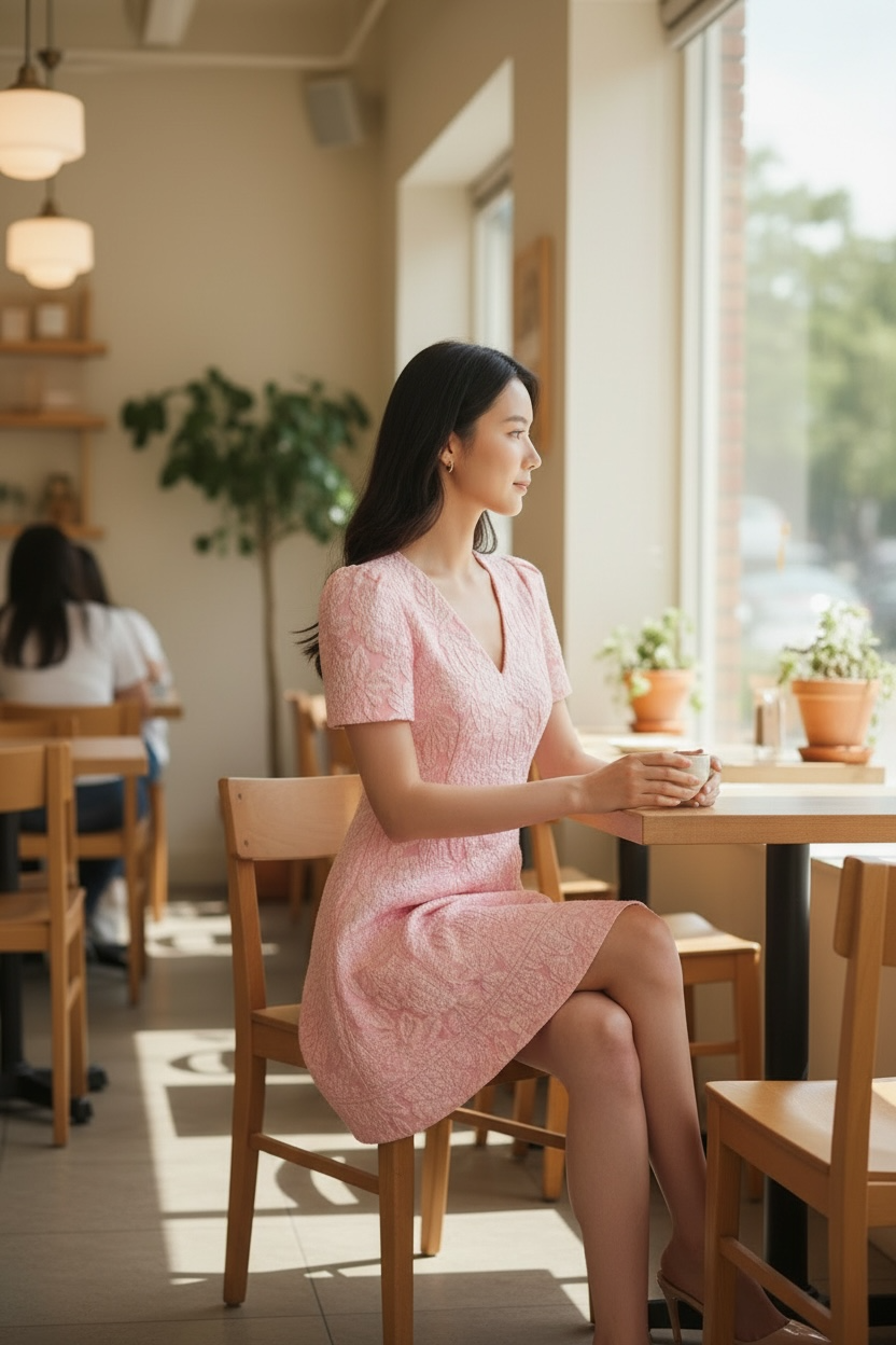 SO ME Floral Jacquard Fit And Flare Daily Mini Dress
