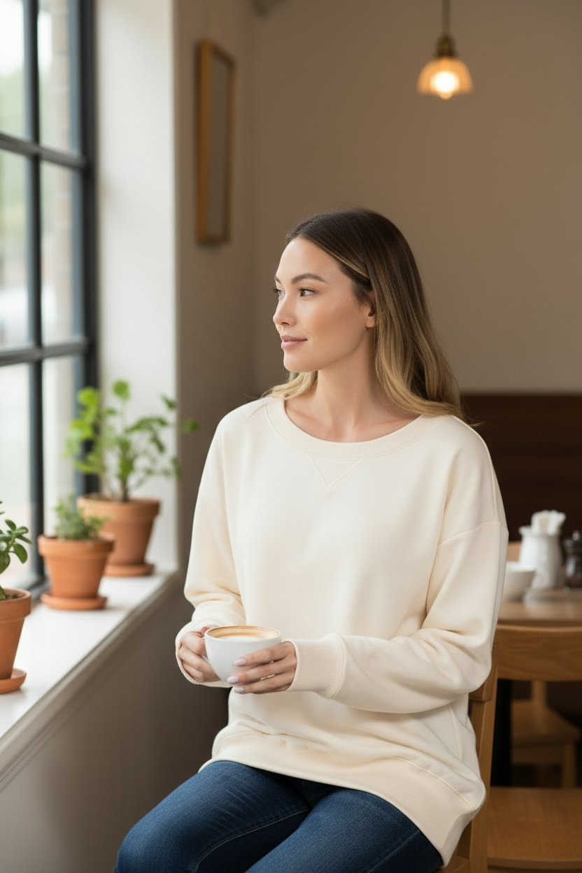 Zenana Fleece Wide Neck Sweatshirt Cream