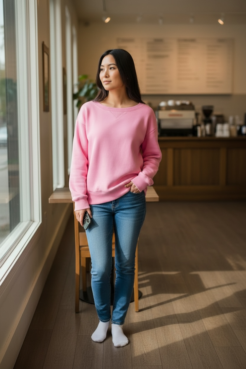 Zenana Fleece Wide Neck Sweatshirt Candy Pink