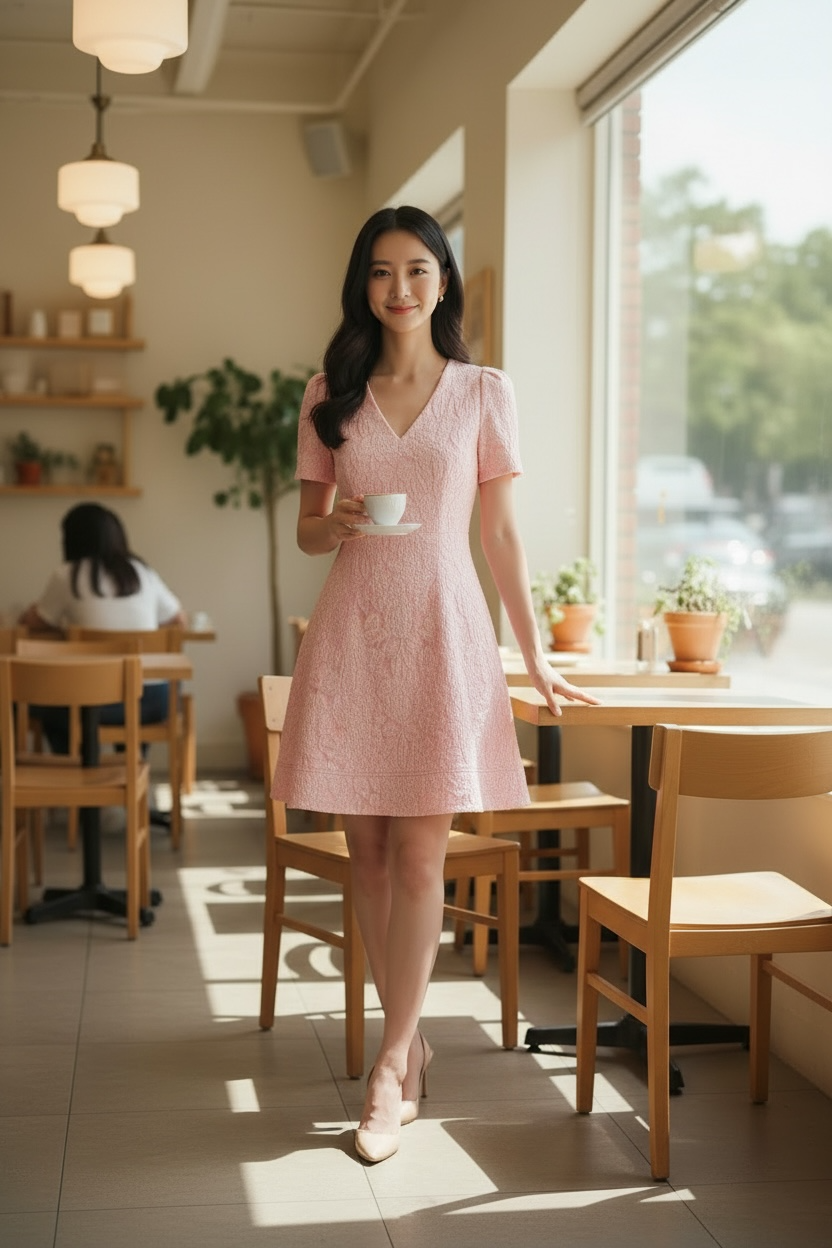 SO ME Floral Jacquard Fit And Flare Daily Mini Dress