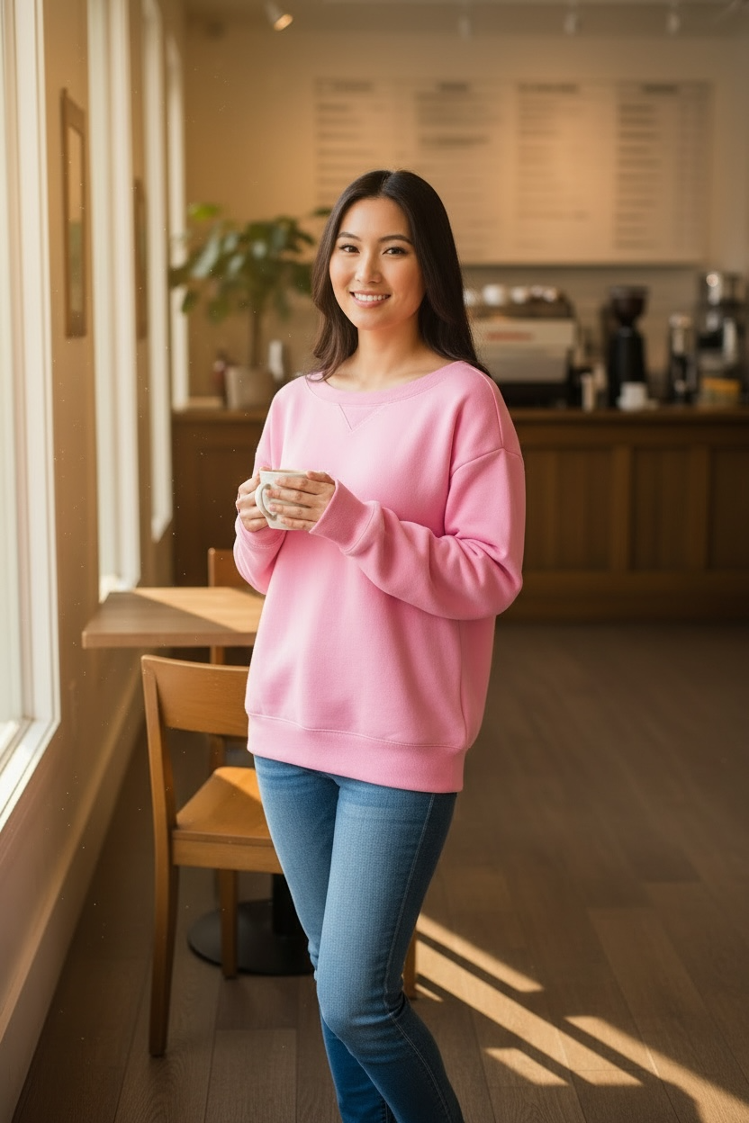 Zenana Fleece Wide Neck Sweatshirt Candy Pink