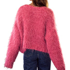 SO ME Women’s Cozy Pink Fuzzy Cardigan Sweater | Warm Knitwear