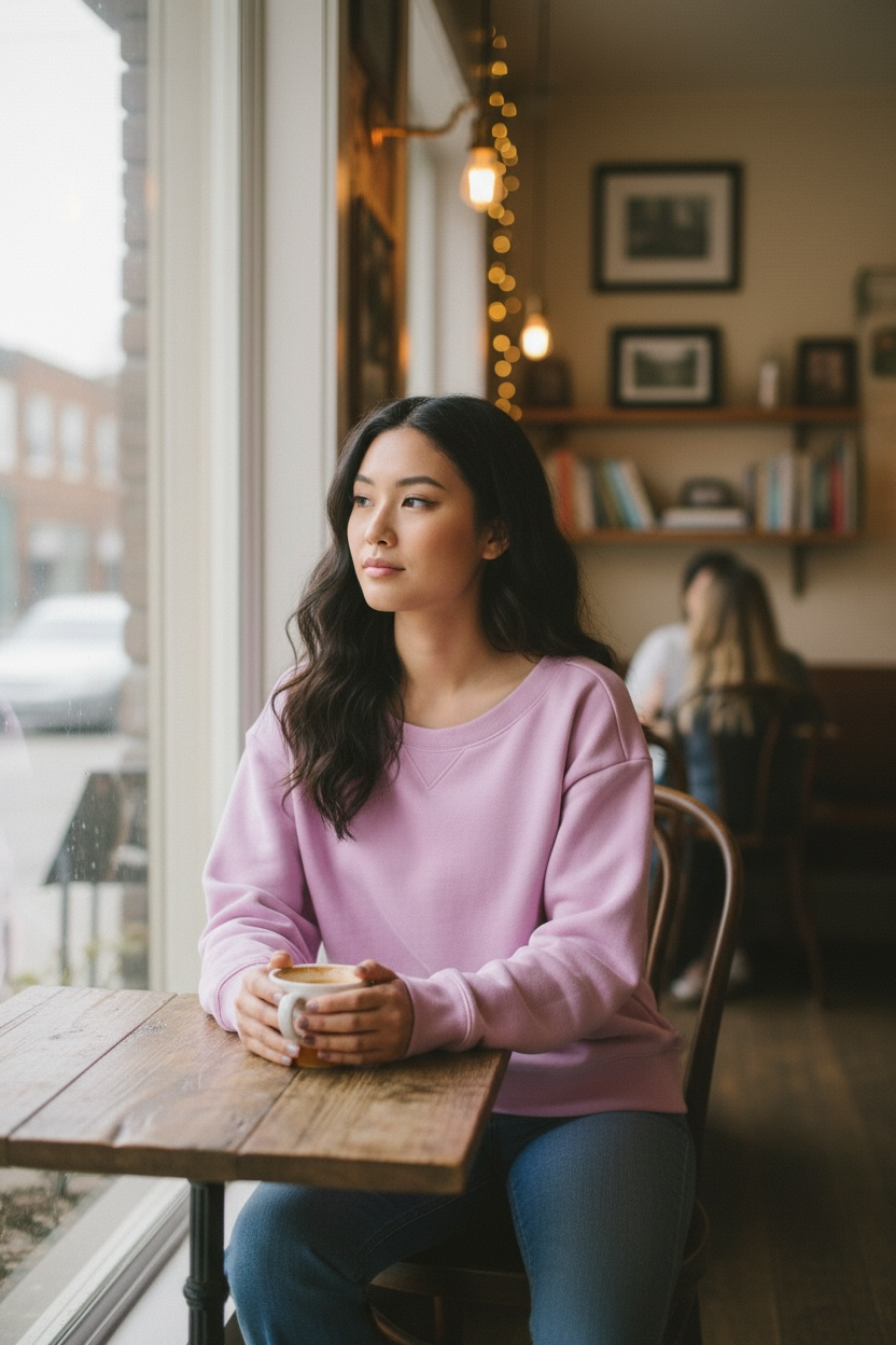 Zenana Fleece Wide Neck Sweatshirt Mauve Pink