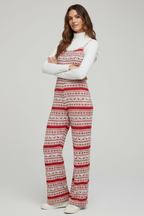 Shiny Christmas Color Contrast Wide-Legged Jumpsuit