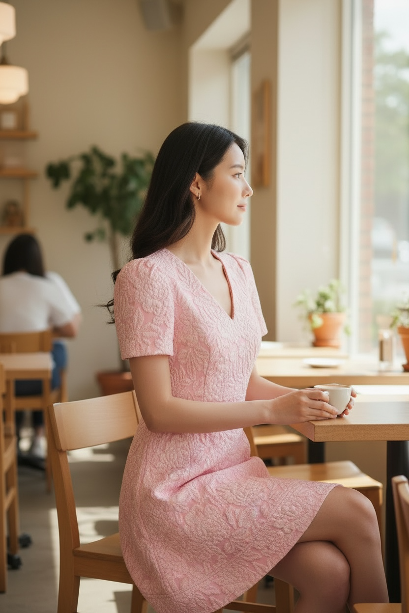 SO ME Floral Jacquard Fit And Flare Daily Mini Dress