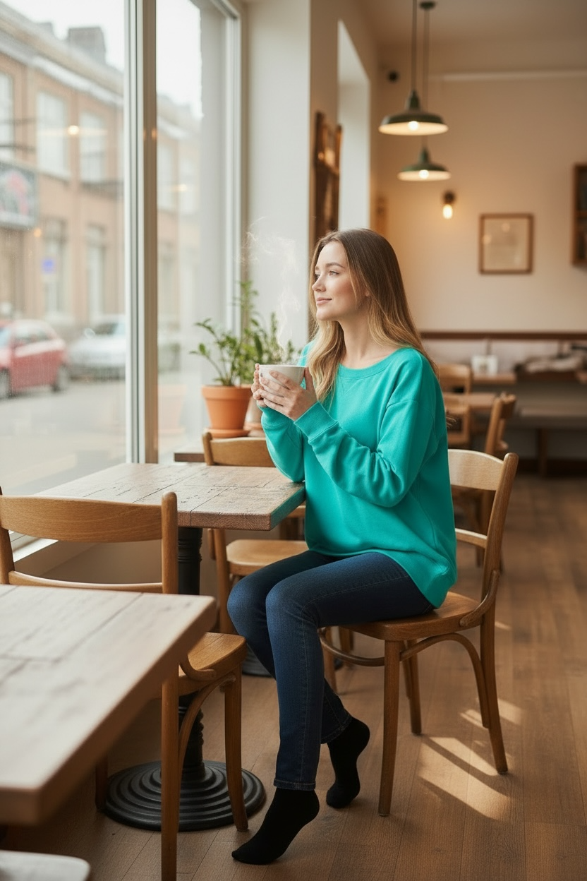 Zenana Fleece Wide Neck Sweatshirt Turquoise