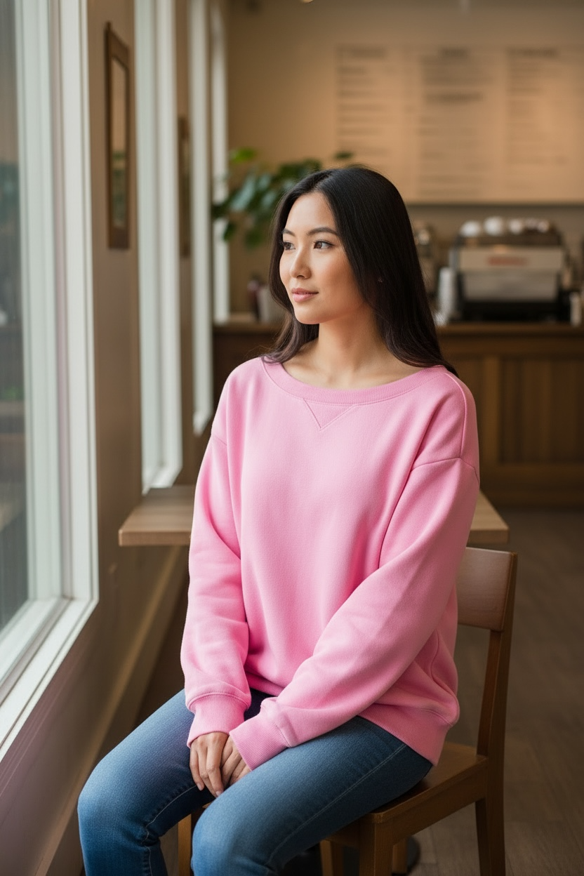 Zenana Fleece Wide Neck Sweatshirt Candy Pink