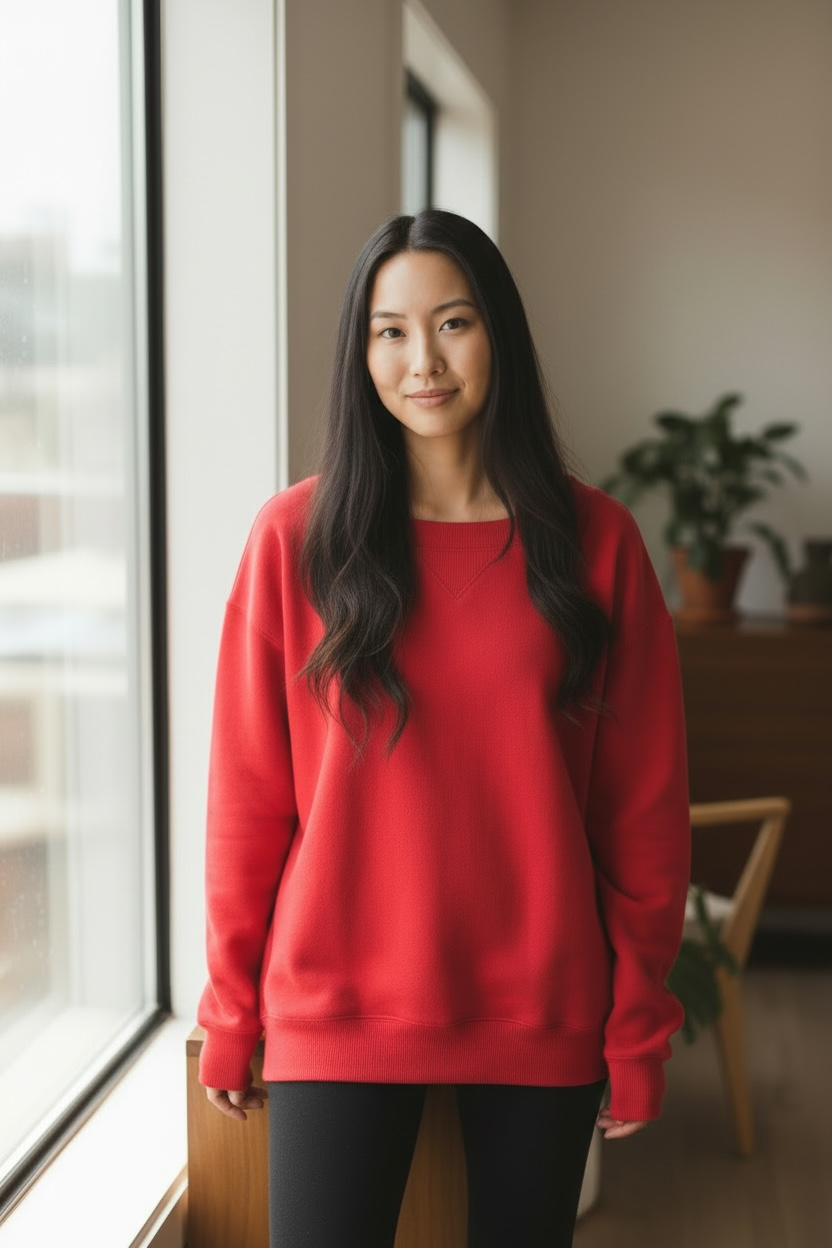 Zenana Fleece Wide Neck Sweatshirt Ruby Red