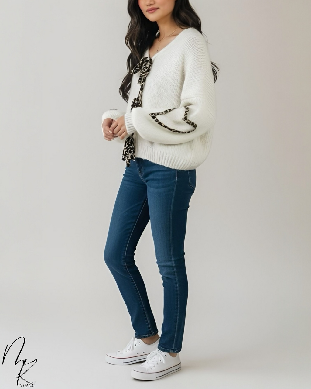 Tie Front Long Sleeve Sweater