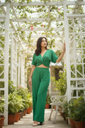Zenana Woven Airflow Twisted Top & Wide Leg Pants Set