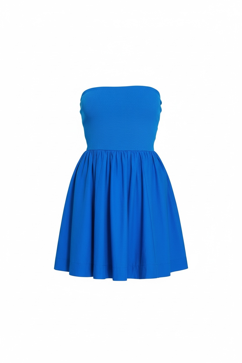 Zenana Combined Knit Tube Top Flare Mini Dress