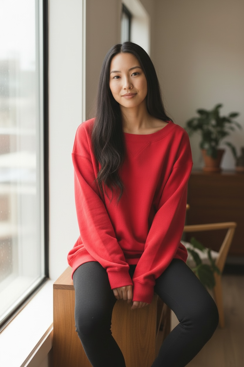 Zenana Fleece Wide Neck Sweatshirt Ruby Red