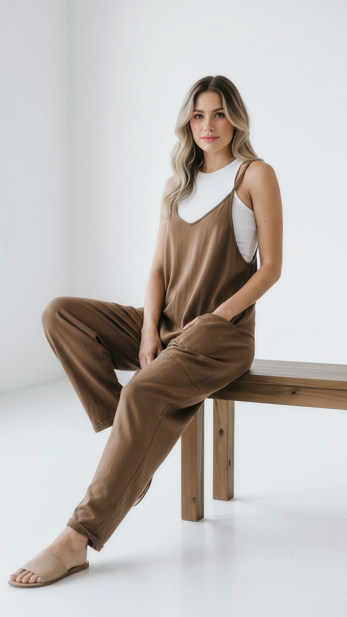 Double Take Full Size V-Neck Sleeveless Jumpsuit with Pockets
