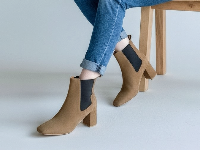 Beast Fashion Faux Suede Block Heel Chelsea Boots with Elastic Side Panel