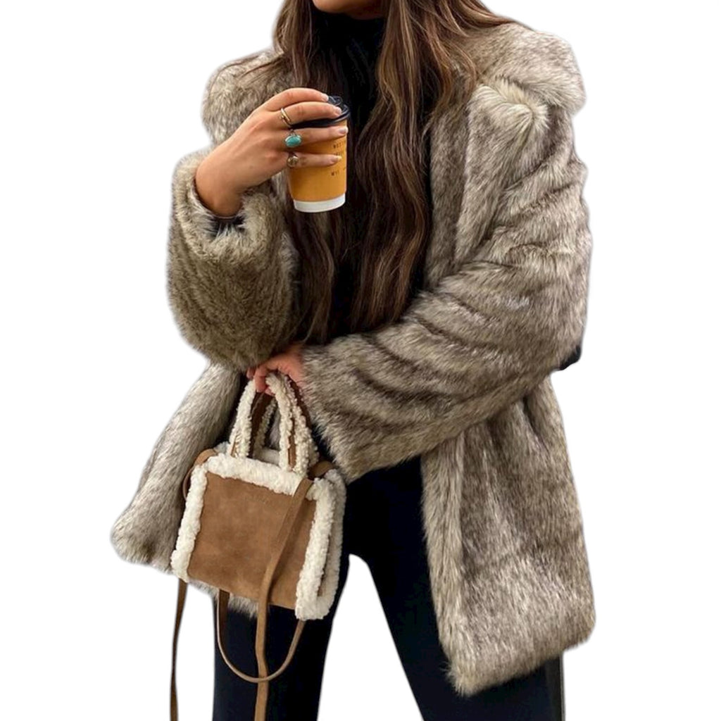 Devine Women’s Long Sleeve Faux Fur Coat – Warm Winter Outerwear