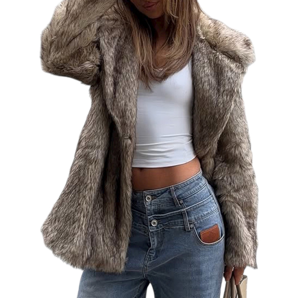Devine Women’s Long Sleeve Faux Fur Coat – Warm Winter Outerwear